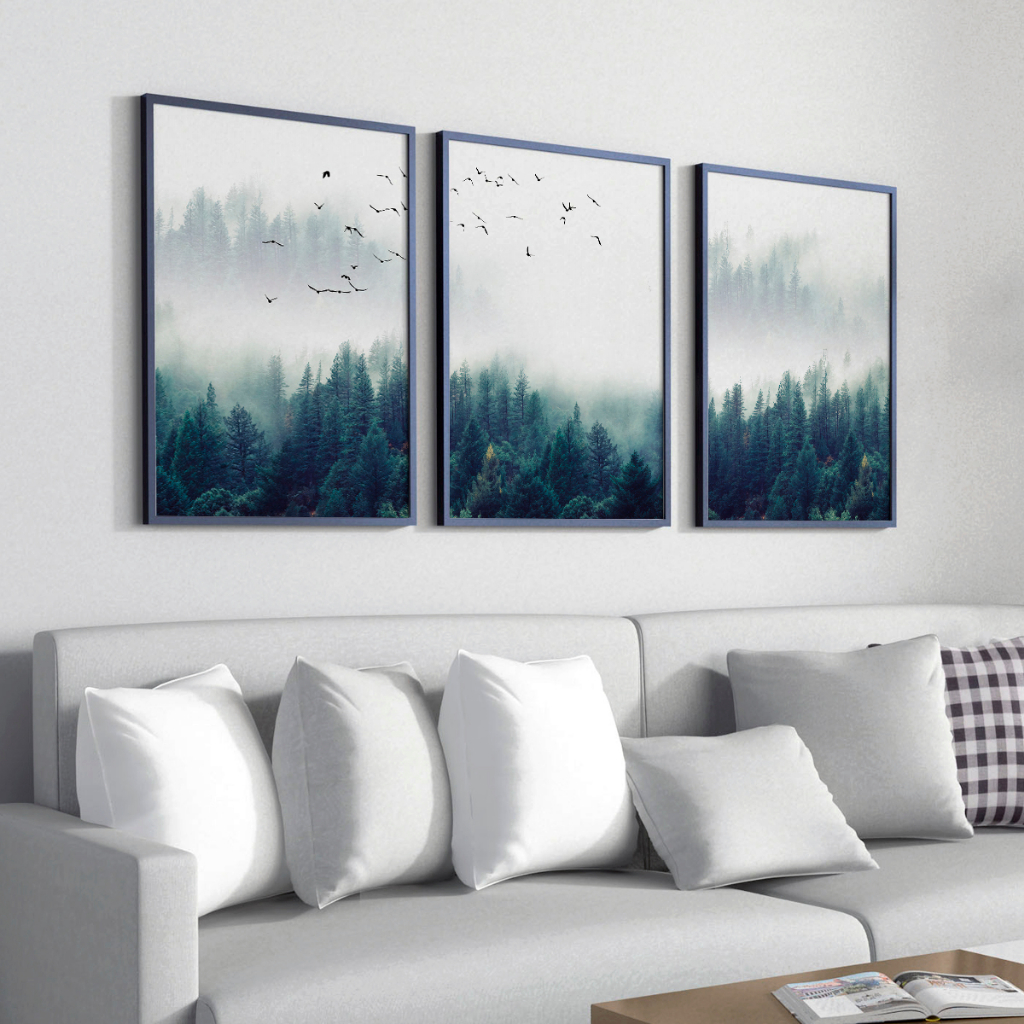 Kit 3 Quadros Decorativos Sala Quarto Moldura 40x60 Paisagem Natureza