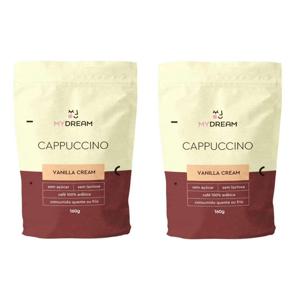 Kit 2 Cappuccinos Zero Lactose Cremoso em Pó Baunilha My Dream 160g - Vanilla Cream