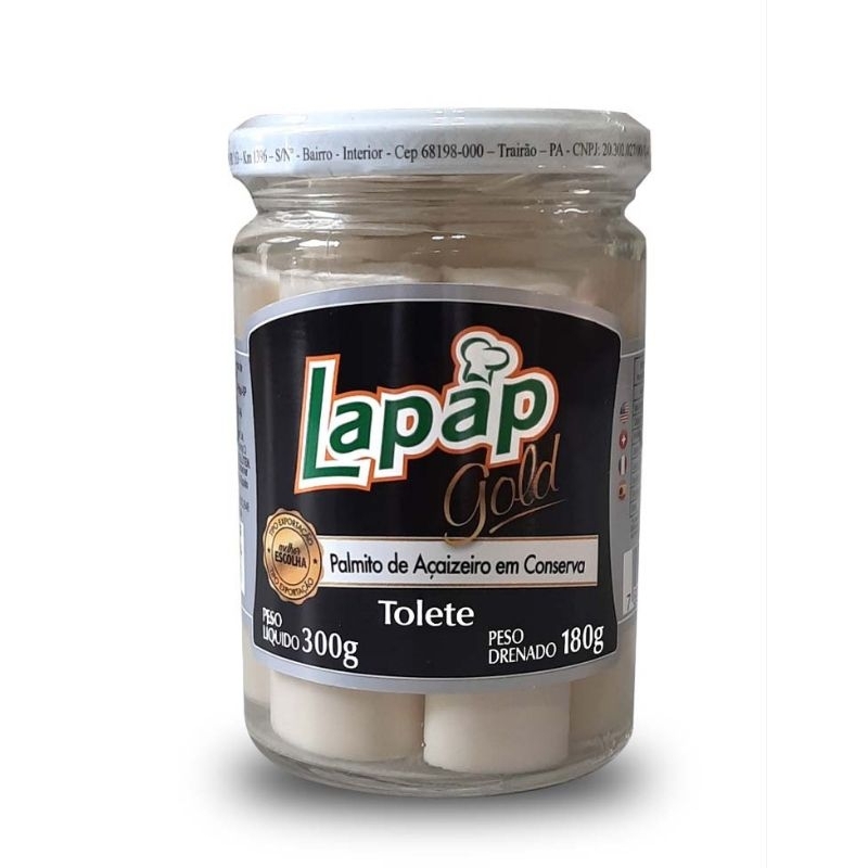 Palmito de Açaizeiro em conserva Lapap Gold Tolete 180g