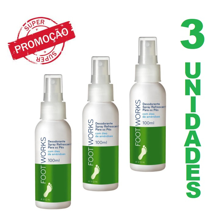 Footworks Desodorante Spray Refrescante para os Pés Avon 100ml