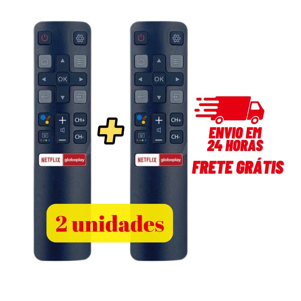 Kit 2 Controle Remoto Tv Tcl Smart 4k Android Netflix Compativel Tcl led Qled GT-A8249