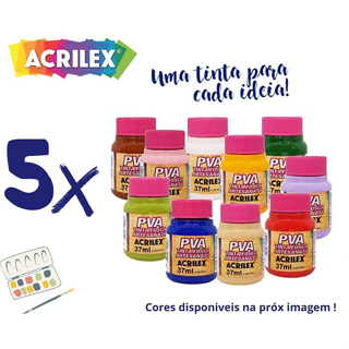 Tinta Pva Para Artesanato Acrilex 5x 37ml (escolha As Cores) em Oferta na Shopee