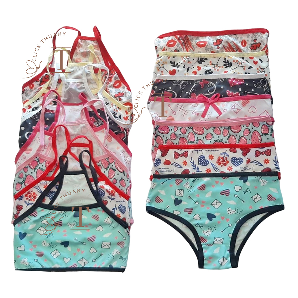 Kit 10 Conjuntos Infantil  top e calçinha Estampado