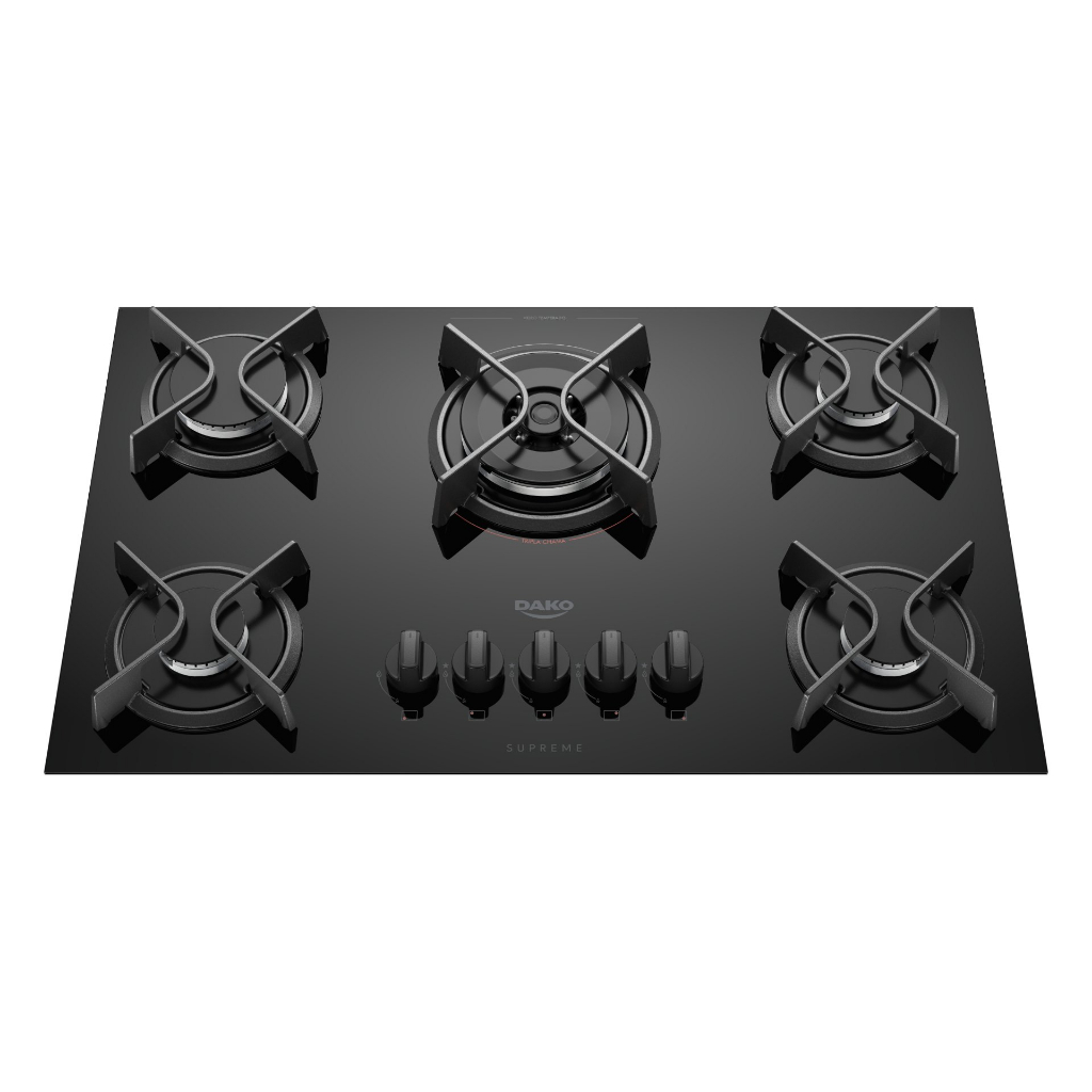Cooktop 5 Bocas Tripla Chama Preto Vidro Dako Supreme Bivolt