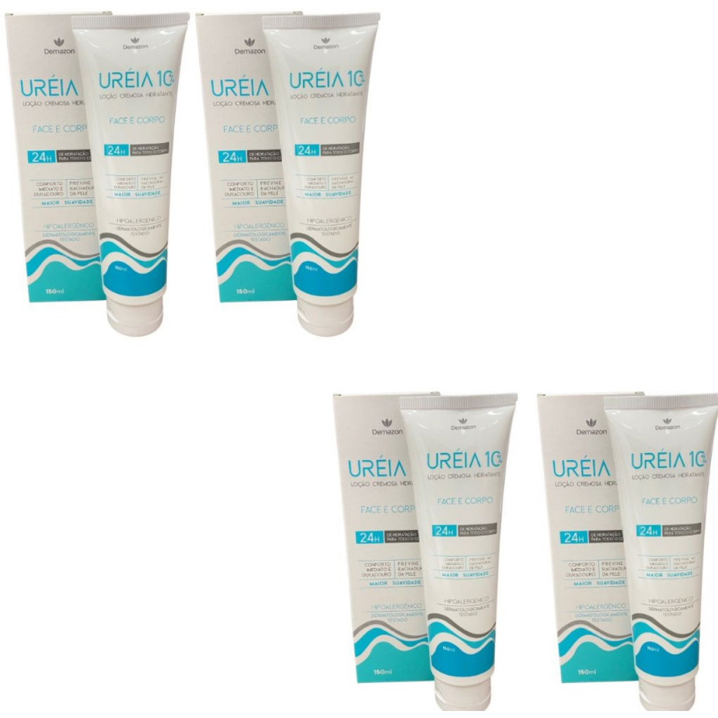 LOÇÃO CREMOSA HIDRATANTE URÉIA 10% 150ML DEMAZON KIT 4 und