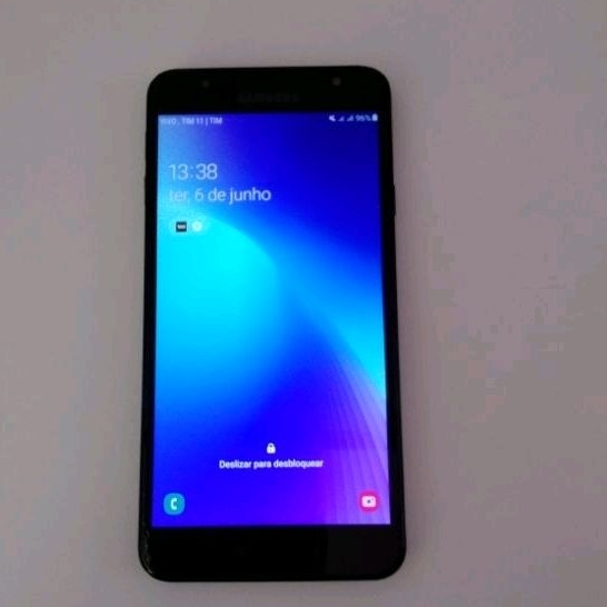 Celular smartphone Samsung j7 prime 2 com TV digital 32 gigas 3 gigas ram caixa original 1 película vidro 2 chips Desbloqueado Azul Trocacel 1 fone de ouvido