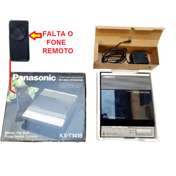 Secretária eletrônica PANASONIC modelo EASA-PHONE KX-T1418 com caixa *FALTA MANUAL e FONE REMOTO* *LEIA TUDO*