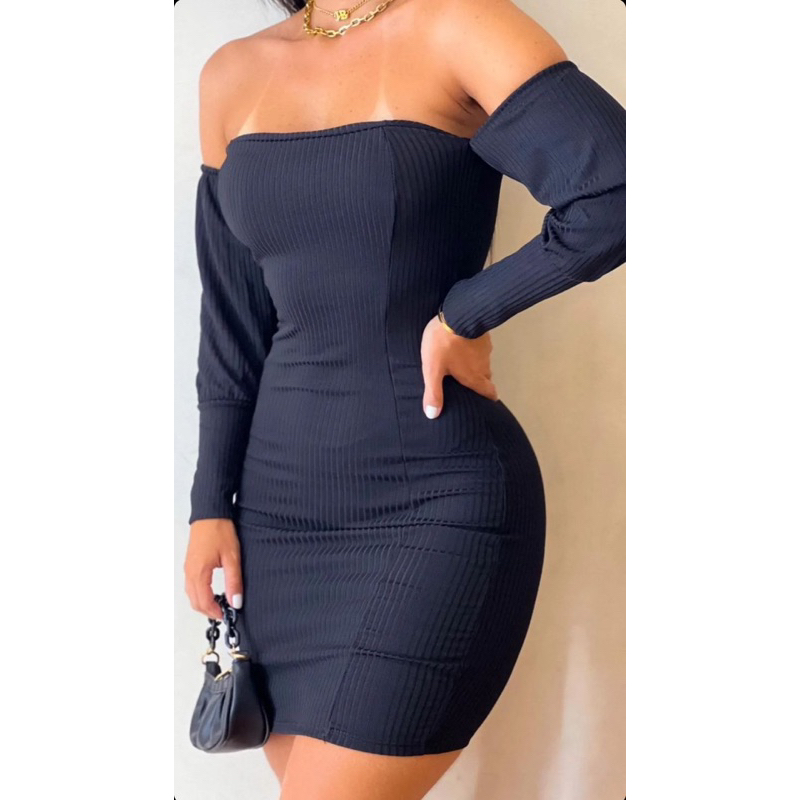 vestido Blogueira / Vestido Gringa / Vestido Gringa Colado manga longa/ Vestido colado manga longa inverno / Vestido curto tubinho.