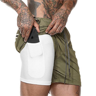 Short 2 Em 1 Masculino Dry Fit Com Bolso Para Celular Academia Treino CrossFit