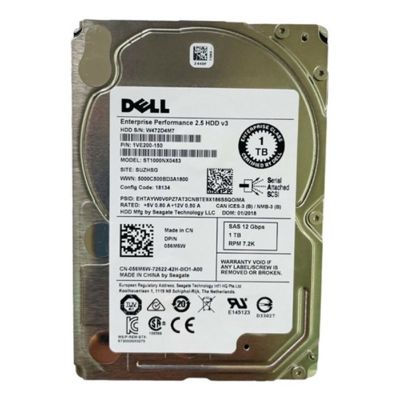 Hd Dell Sas 1tb 7,2k 12 Gbps 2,5 Enterprise Dp/n 056m6w