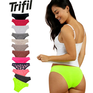 Kit Com 3 Calcinhas Original Trifil Tanga Biquíni Em Microfibra Sem Costura Com Lateral Média