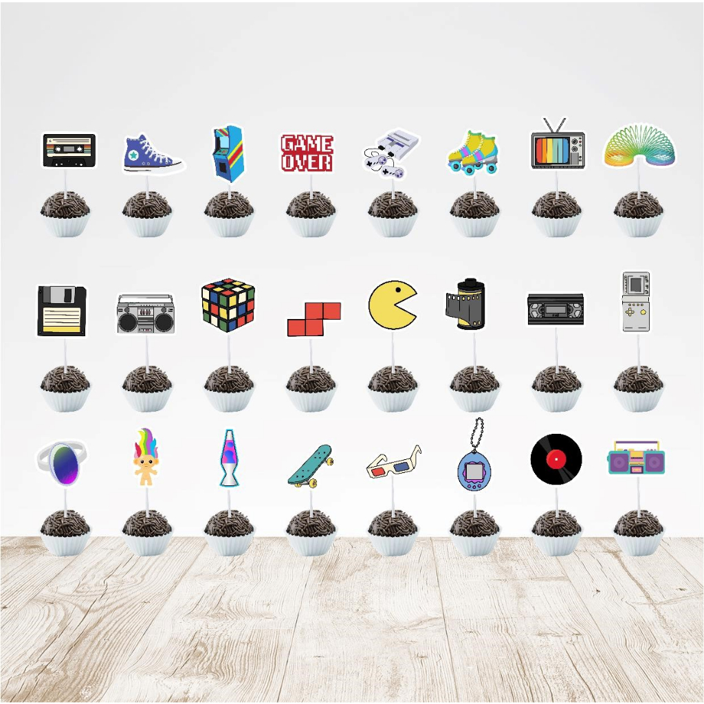 Tags Toppers de Docinhos Decoração de festa Anos 90 em Oferta na Shopee