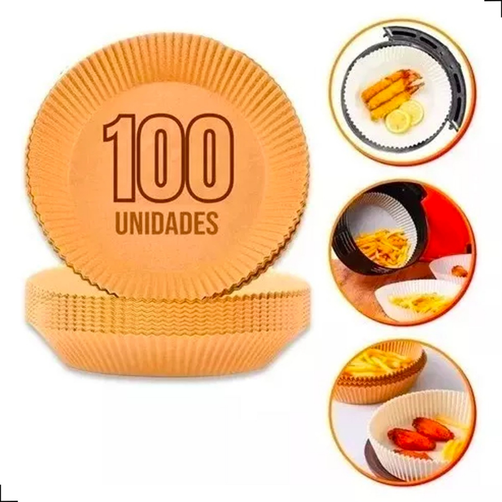 KIT 100/50/25 FORMAS DE PAPEL ANTIADERENTE DESCARTÁVEL PARA AIRFRYER