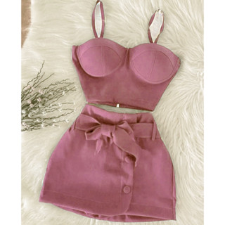 Conjunto Blusinha feminina + Short Cosalto com Saia Malha