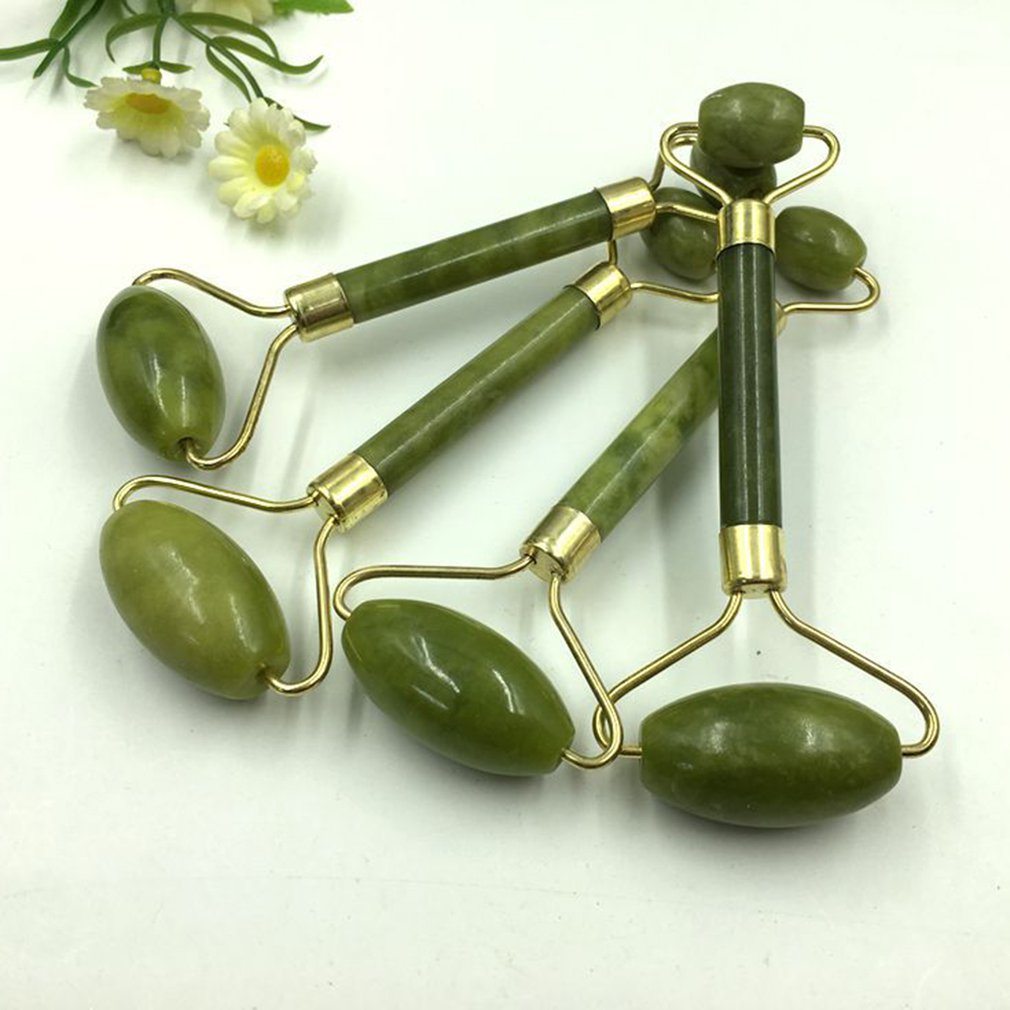 Massageador Facial Pedra De Jade Verdadeira Original Linha Premium Rolinho Relaxante Facial Anti Rugas Anti Estesse