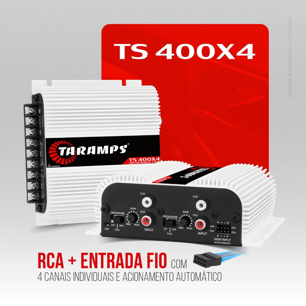 Amplificador Taramps Ts 400 Fio/rca 400x4 400 Rms Lançamento