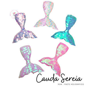 Aplique Cauda de Sereia Paete Holográfico 9cm (1 unidade) - Para Laços e Tiaras