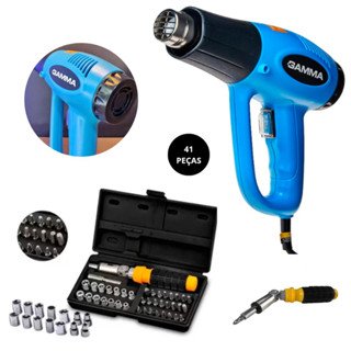 Kit Soprador Térmico 1500W 110 volts + Jogo de Soquete com 41 peças e Maleta - Gamma/Titanium