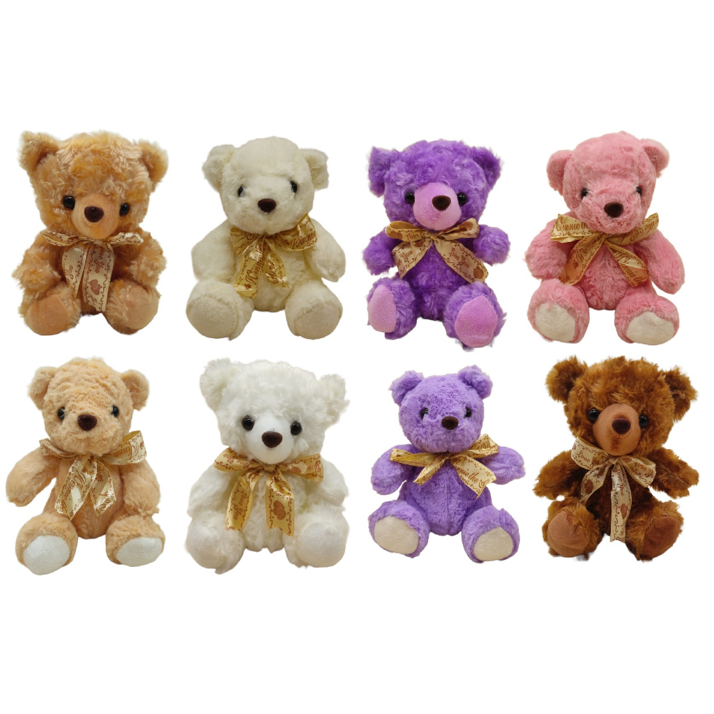 Urso de pelúcia 15 cm Ursinho Peludo Coração Macio p/ Cestas Presentes Estampa Maquina de Bichinhos de Pelucias