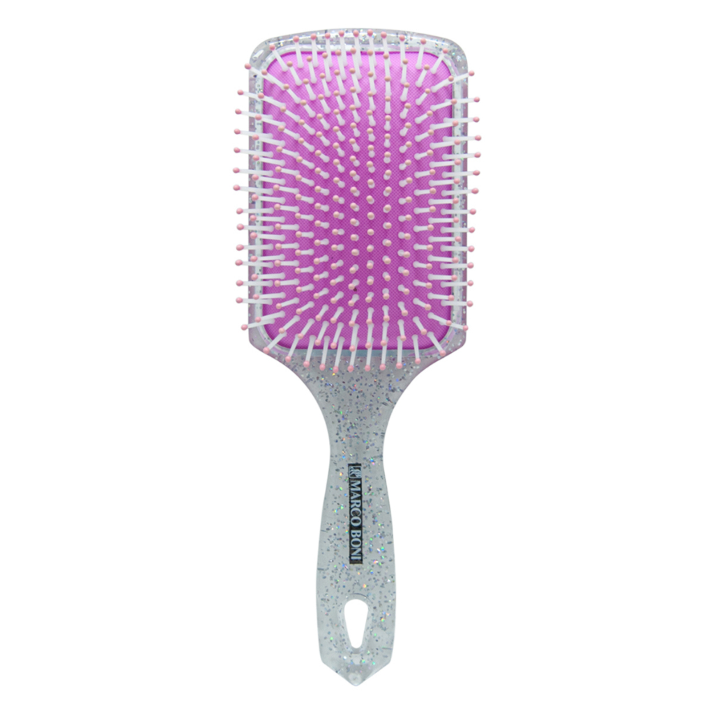 Escova Raquete Profissional Glitter Rosa Marco Boni