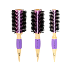 Kit 3 Escova Profissional Thermal Metallic Pro Wood Roxo Madeira