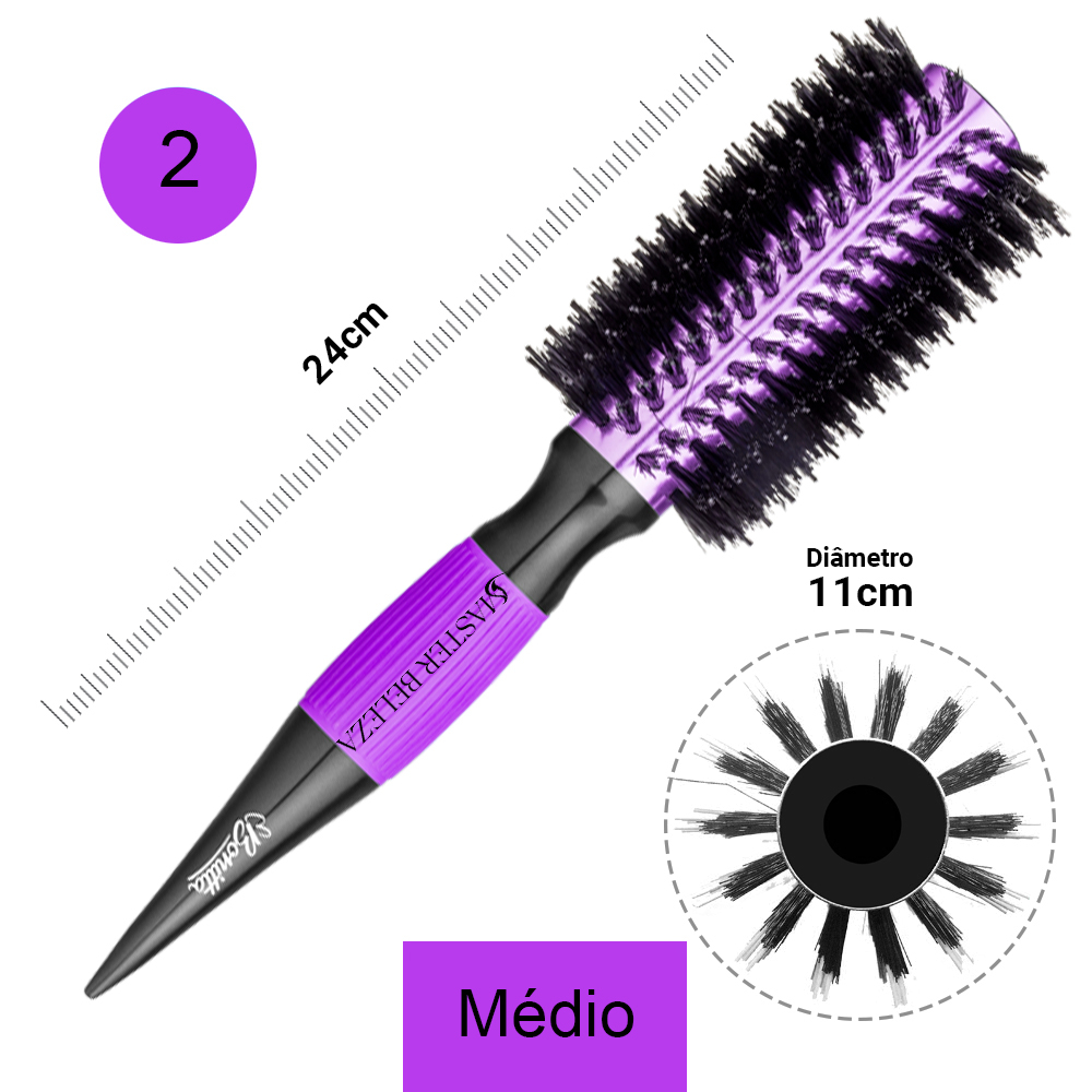 Kit Escovas Marco Boni Pro Resistant Roxo Preto + 12 Presilhas · foto 2