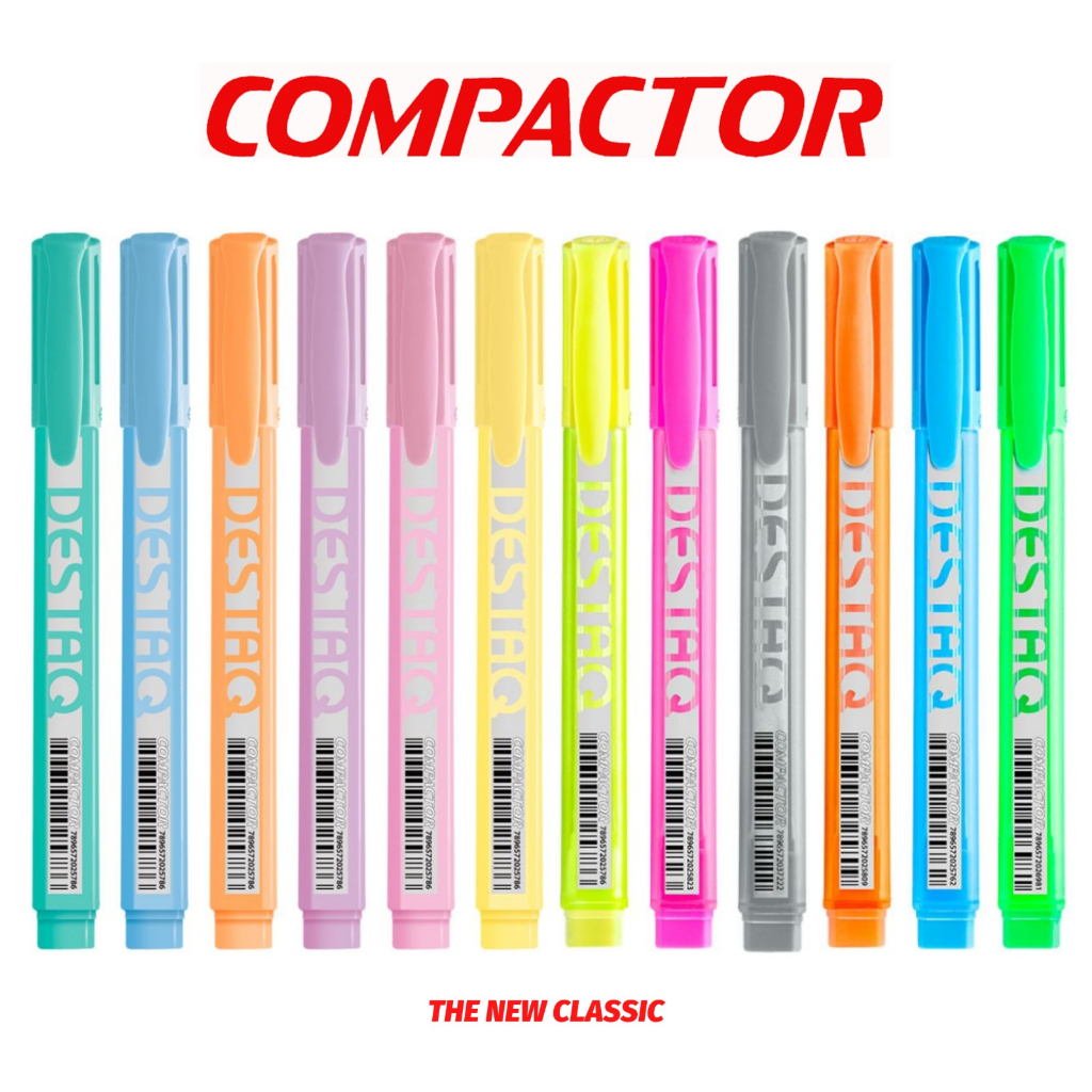Kit Marca Texto Compactor Destaq - Tons Pastel e Neon (Mentos Fruit-tella Perfumado) em Oferta na Shopee