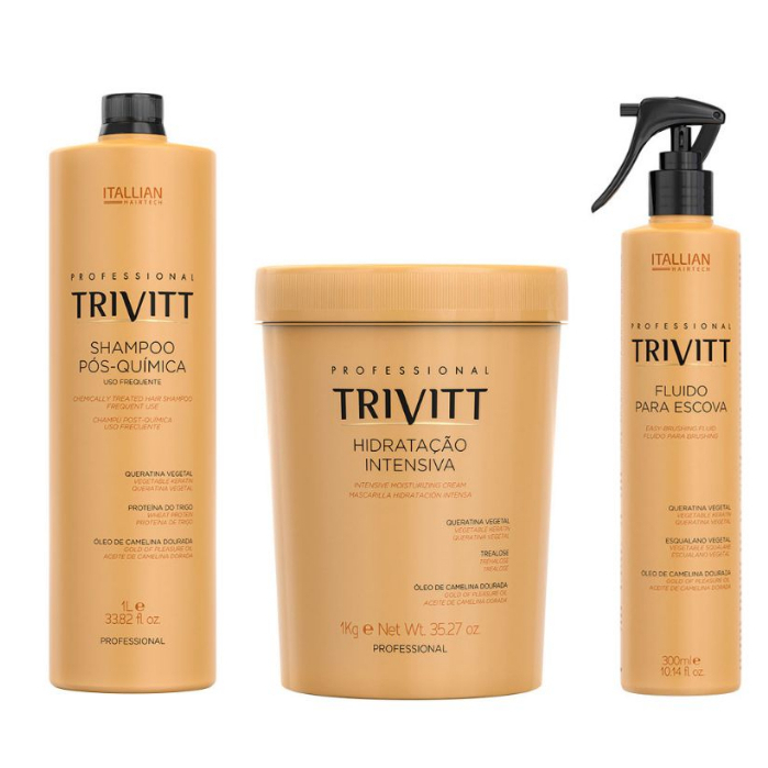 Hidratação Intensiva 1kg + Shampoo 1l Trivitt + Fluido