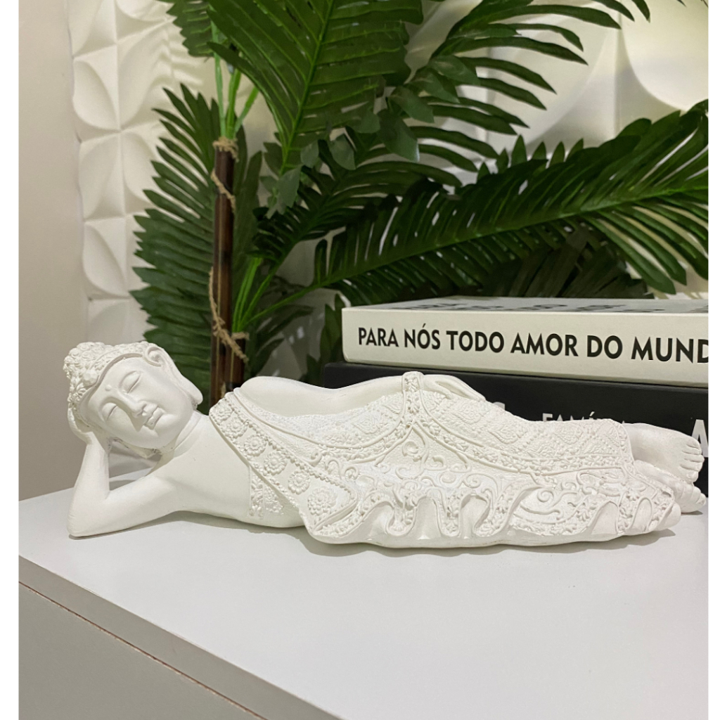 Imagem Estatueta Decorativa Buda Hindu Deitado Zen Estátua Em Gesso Cru