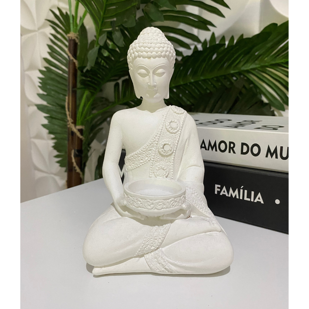 Imagem Estatueta De Buda Hindu Porta Vela Estátua Decorativa Em Gesso Cru