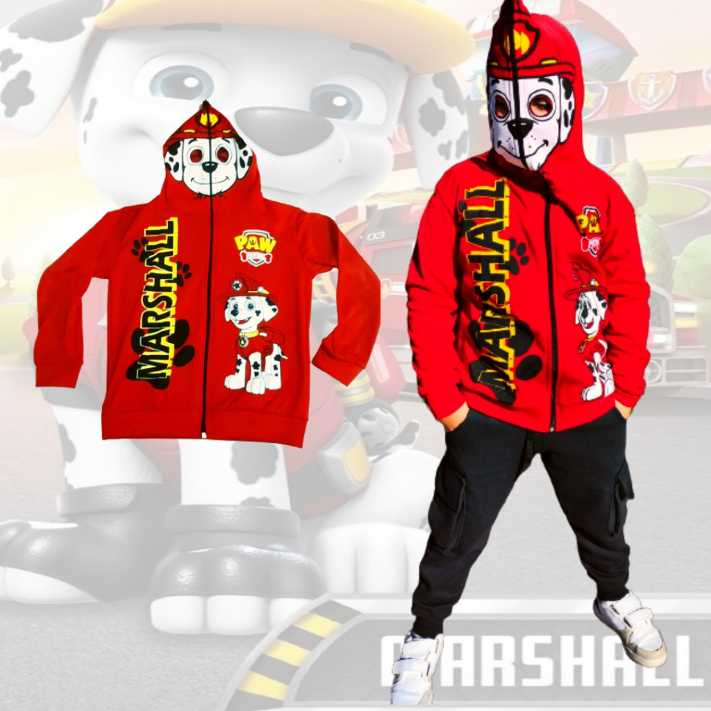 Blusa Moletom Infantil do Marshall da Patrulha Canina com Capuz/Máscara