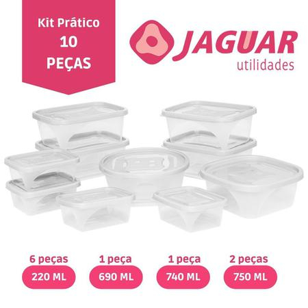 KIT PRATICO VASILHA PLASTICA 10 PEÇAS ORGANIZADOR DE ALIMENTOS MULTIUSO COM TAMPA