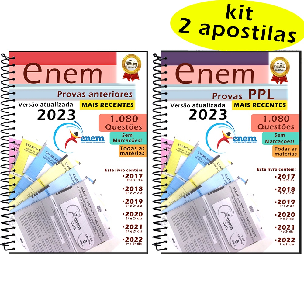 Kit Enem provas anteriores Normal + PPL 2018 a 2023 + gabaritos