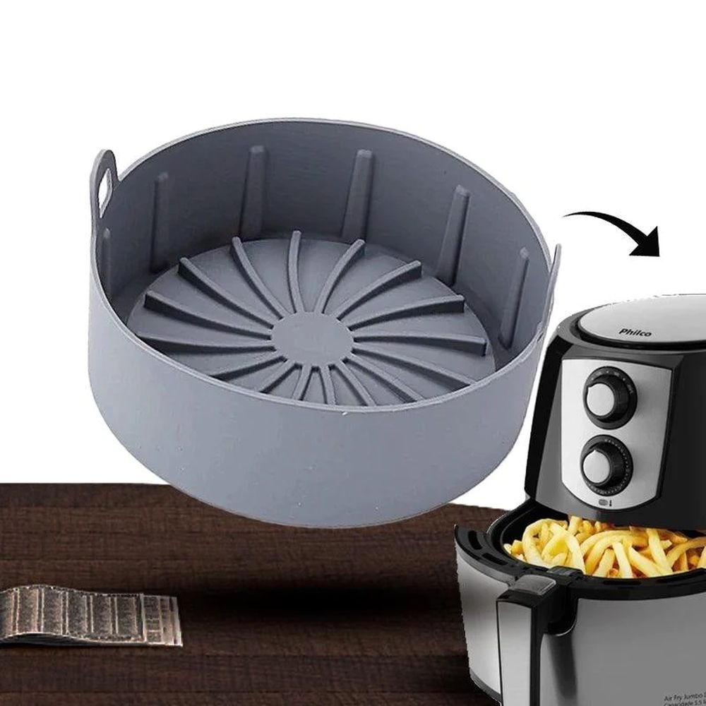 Forma De Air Fryer Reforçado Assadeira Cesto Cozimento Para Fritadeiras Elétricas Silicone Lavável Casa Cozinha