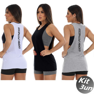 Kit 3 Camiseta Feminina Estampada Costas