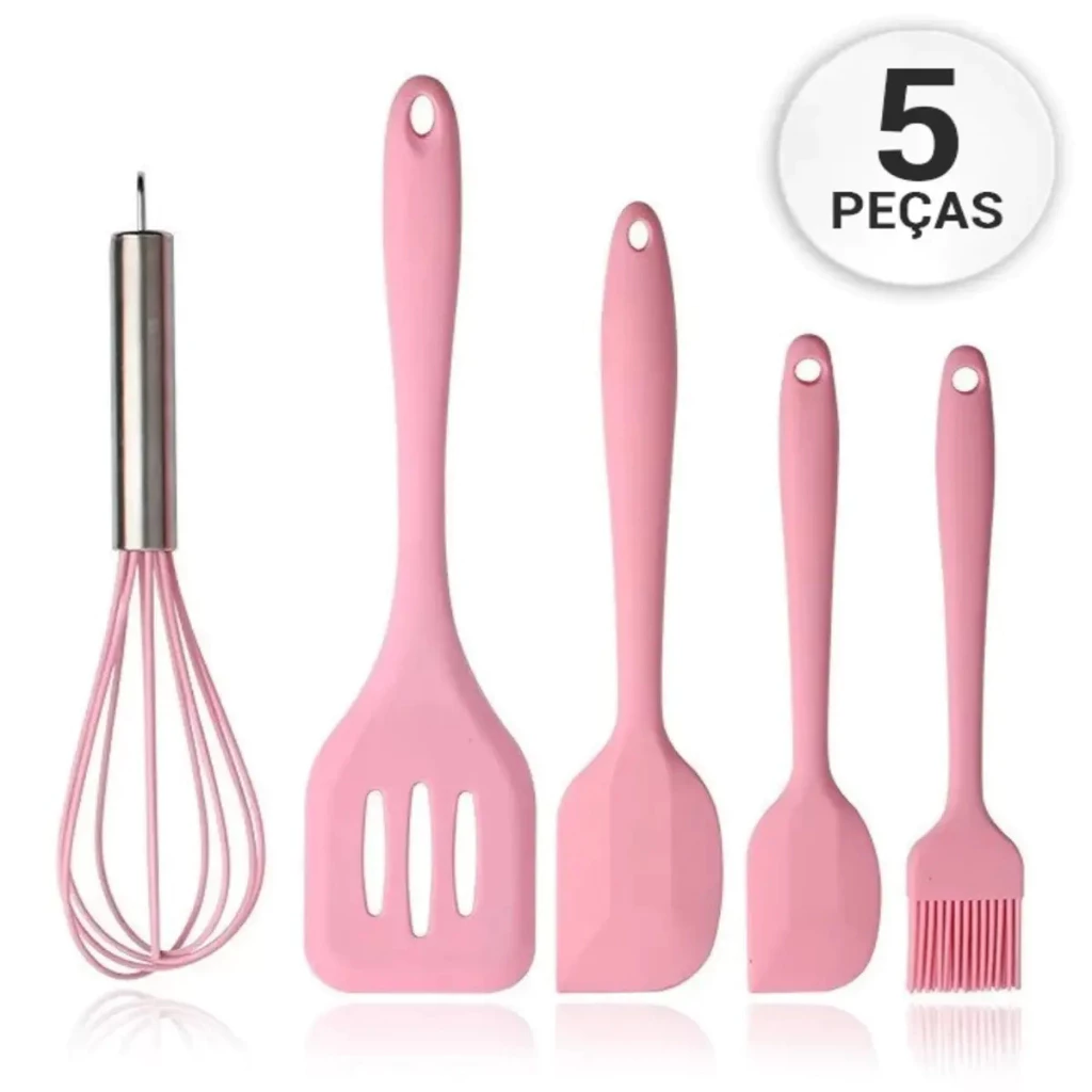 Utensílios De Cozinha Kit Com 5 em Silicone Colher Espátula Fu Espátula Pincel Artigos de Culinária — imagem 1