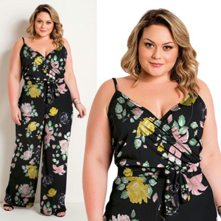Macacão Plus Size Gordinha 46 ao 72 Alças Transpassado Pantalona