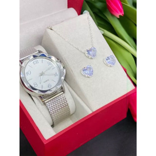Relogio Feminino Rose Original Kit Colar e Brincos