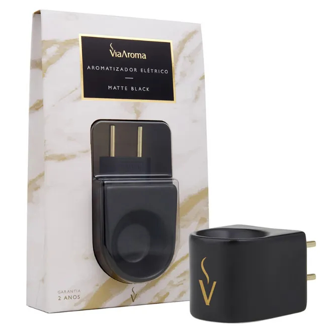 Aromatizador Via Aroma Matte Black em Porcelana Aparelho Difusor Elétrico Aromaterapia