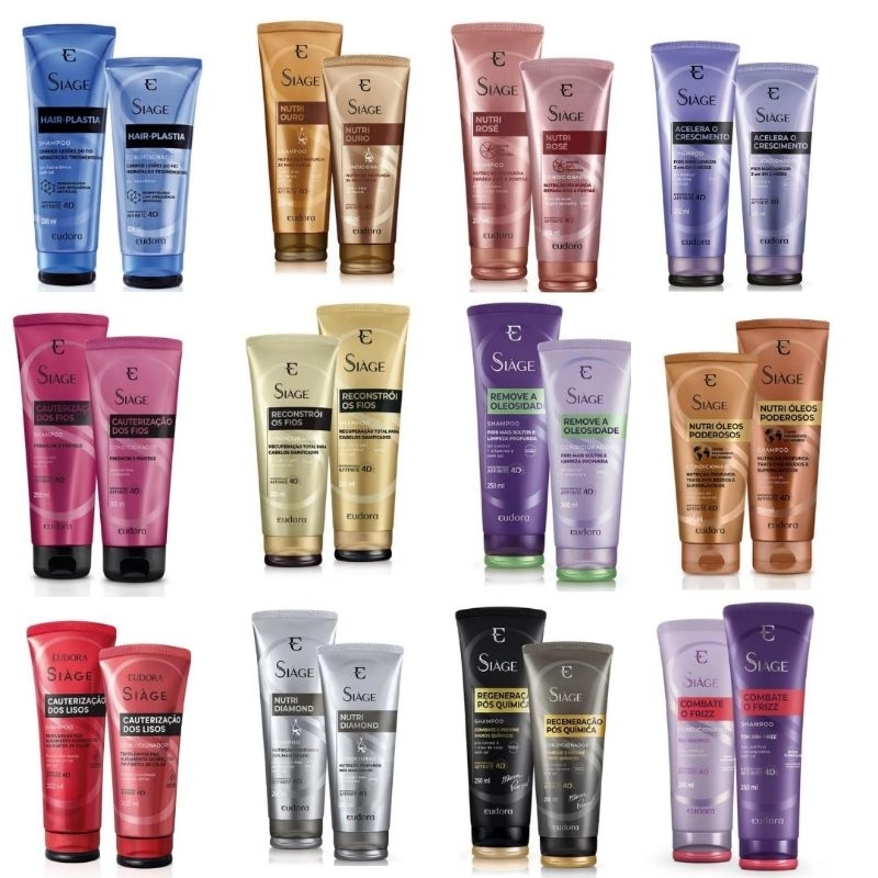 Kit Eudora Siàge Shampoo + Condicionador ( crescimento, nutriç, reconstrução,, cachos, oleosidade)
