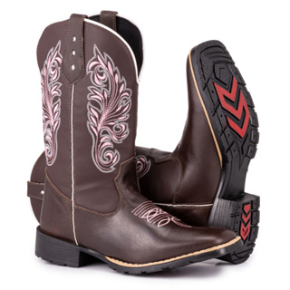 Bota Texana Feminina Country Bico Quadrado Florzinha em Oferta na Shopee