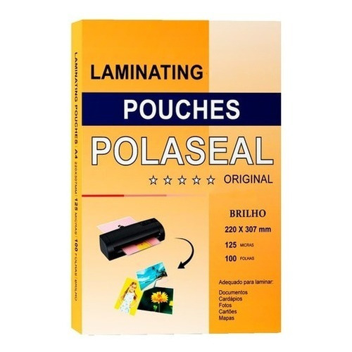 Polaseal Plástico A4 220x307 0.05 100 Folhas Plástico Para Plastificação Com Brilho 125 Micras