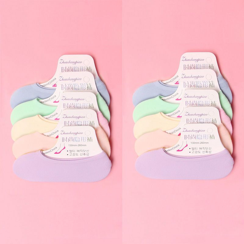 Detalhes do kit com 10 pares meias sapatilhas soquete invisível com silicone feminina tamanho de 30-39