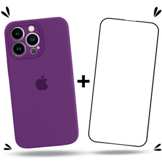 Kit 2em1 Compatível Com iPhone 13 Pro Max - Capa Case Silicone + Película de Vidro 3D Tela