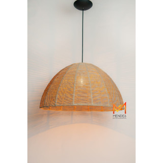 Luminária Pendente Lustre Palha de Milho Meia LUA 55X30