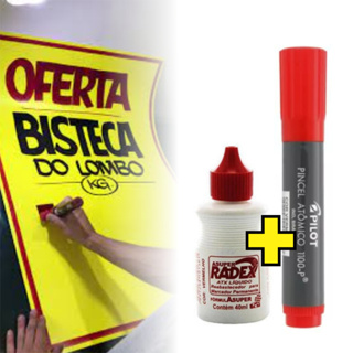 CANETÃO CARTAZISTA - Caneta para Cartaz + Tinta REPOSIÇÃO - Preto e Vermeho em Oferta na Shopee