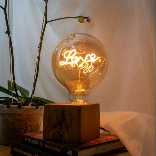 Abajour abajur Cubo retro quadrado luminaria luminária criado mudo mesa Soquete E27- Rústico Madeira TECA