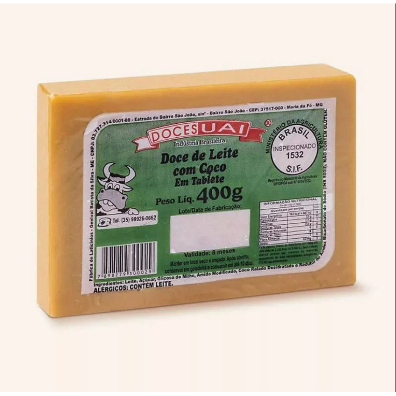 Doce de Leite Uai em Tablete 400g - Vários Sabores