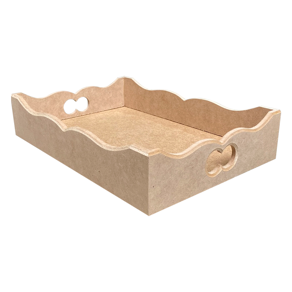 Kit 5 Bandeja Retangular Com Alça Para Café da Manha 30x20x6 - Mdf Cru em Oferta na Shopee