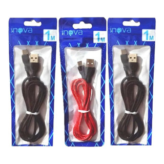 Kit 5pcs Cabo dados e carga Inova Micro USB V8 / type-C / iPhone Nylon 1m